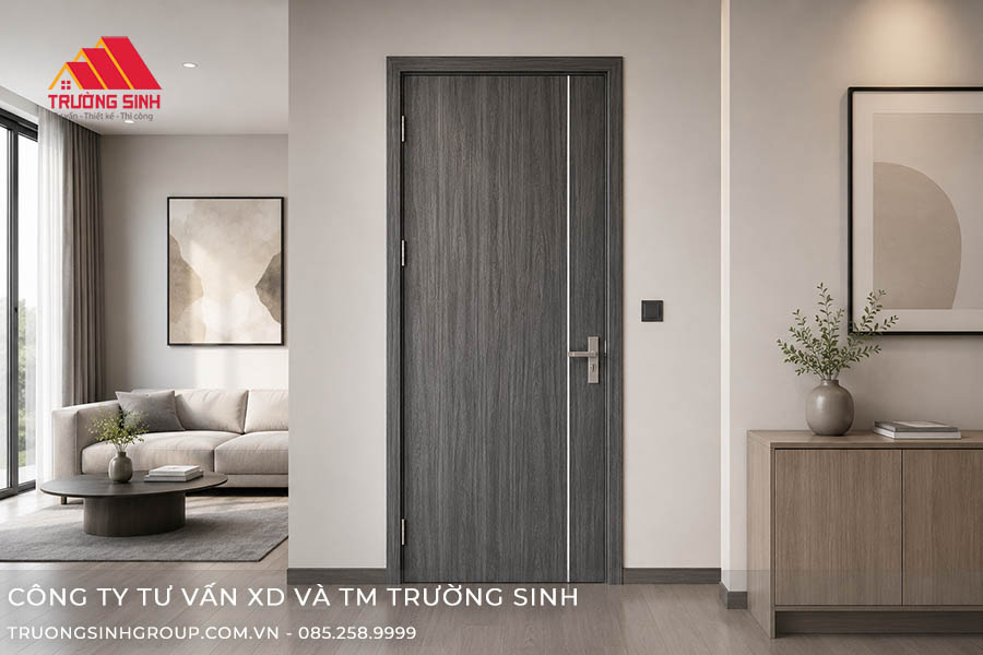 Mẫu cửa Composite màu xám soi chỉ
